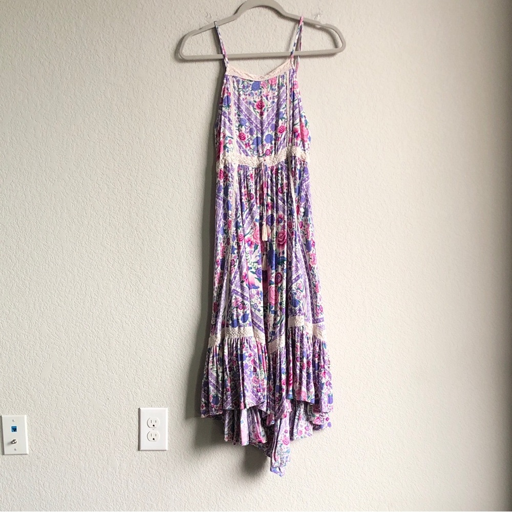 Spell Babushka Midi Dress Pink Floral Whimsical XS Flaw - Picture 2 of 16